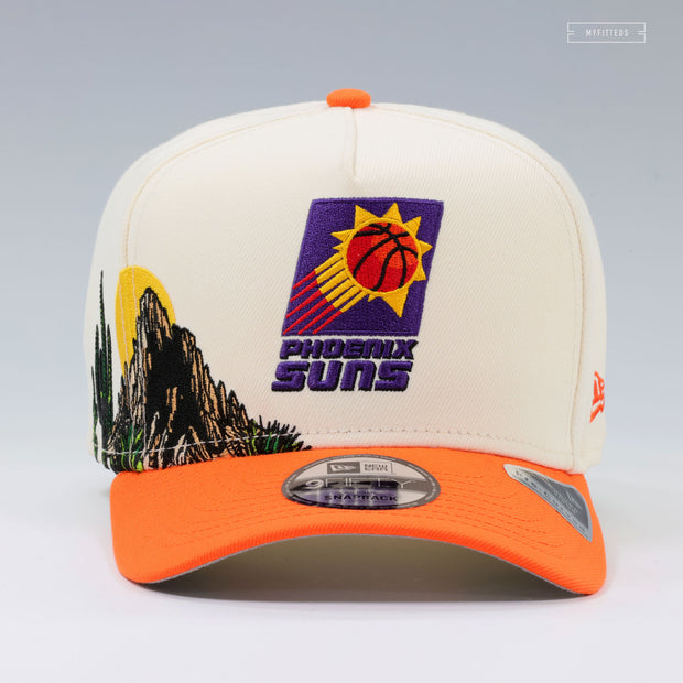 PHOENIX SUNS THE VALLEY NBA HARDWOOD CLASSICS OFF WHITE 9FIFTY A-FRAME NEW ERA SNAPBACK