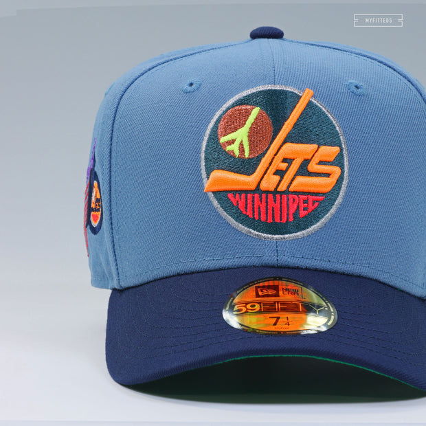 WINNIPEG JETS 15TH ANNIVERSARY ATLANTA THRASHERS COLORS NEW ERA FITTED CAP