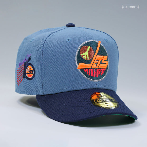 WINNIPEG JETS 15TH ANNIVERSARY ATLANTA THRASHERS COLORS NEW ERA FITTED CAP
