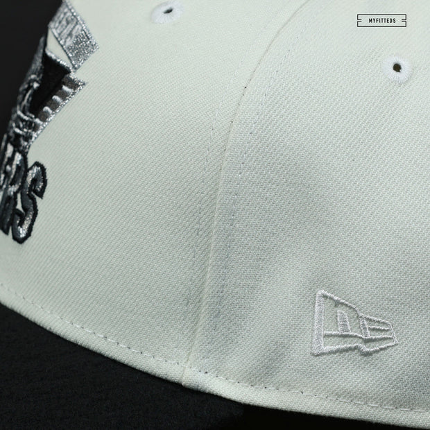 LAS VEGAS RAIDERS '90'S HELMET LOGO OFF WHITE NEW ERA FITTED CAP