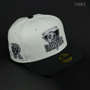 LAS VEGAS RAIDERS '90'S HELMET LOGO OFF WHITE NEW ERA FITTED CAP