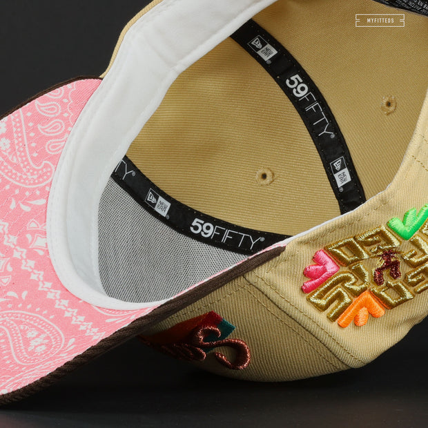 SAN ANTONIO SPURS GO SPURS GO! SHY PINK PAISLEY NEW ERA FITTED CAP