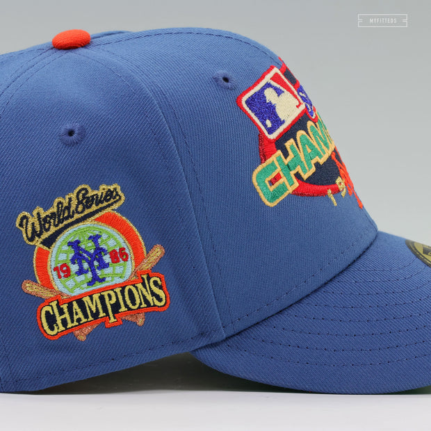 NEW YORK METS 1986 WORLD SERIES CHAMPIONS VINTAGE WEATHERED LOOK NEW ERA FITTED CAP