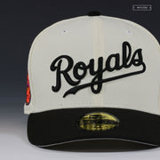 KANSAS CITY ROYALS RAISED ROYAL MR. RUDE OFF WHITE NEW ERA FITTED CAP