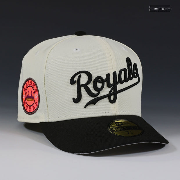 KANSAS CITY ROYALS RAISED ROYAL MR. RUDE OFF WHITE NEW ERA FITTED CAP