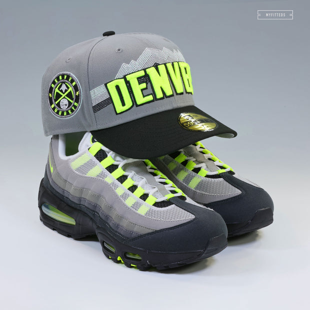 DENVER NUGGETS CITY SERIES AIR MAX 95 NEON YELLOW INSPIRED NEW ERA FITTED CAP