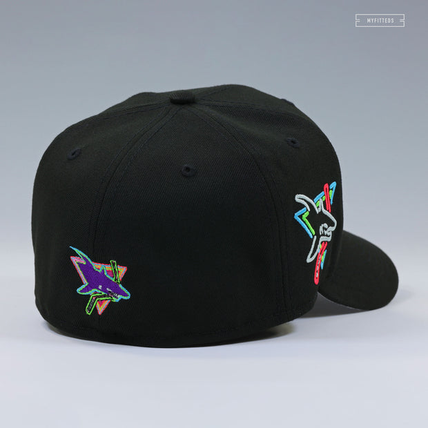 SAN JOSE SHARKS PLAYOFF MODE 2019 NEON BLACK LIGHTS NEW ERA FITTED CAP