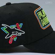 SAN JOSE SHARKS PLAYOFF MODE 2019 NEON BLACK LIGHTS NEW ERA FITTED CAP