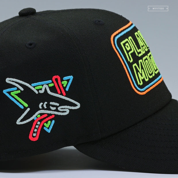SAN JOSE SHARKS PLAYOFF MODE 2019 NEON BLACK LIGHTS NEW ERA FITTED CAP
