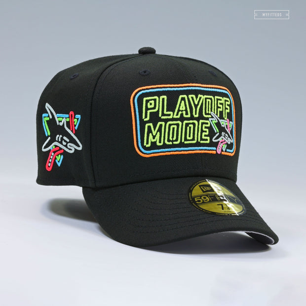 SAN JOSE SHARKS PLAYOFF MODE 2019 NEON BLACK LIGHTS NEW ERA FITTED CAP