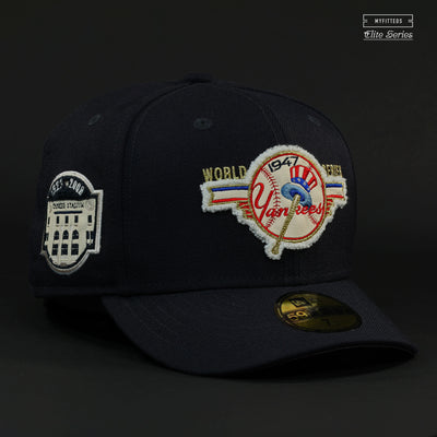 NEW YORK YANKEES 1947 WORLD SERIES LEATHER INLAY ELITE SERIES NEW ERA FITTED CAP
