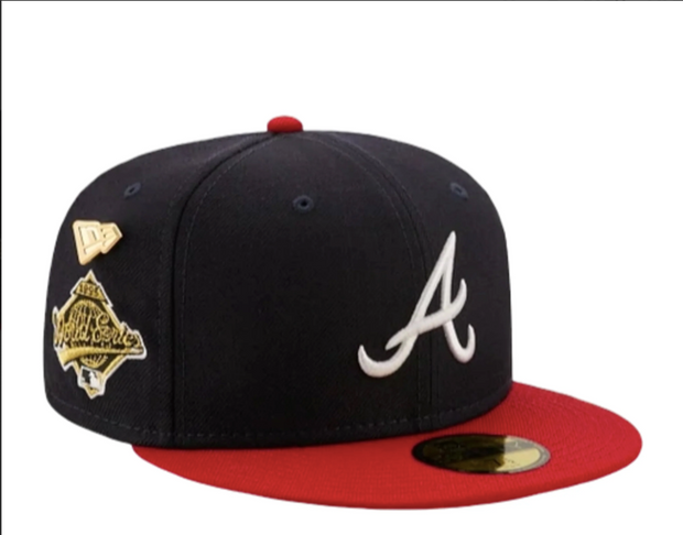 ATLANTA BRAVES 1995 WORLD SERIES NEW ERA PIN CLASSIC WOOL NEW ERA FITTED CAP