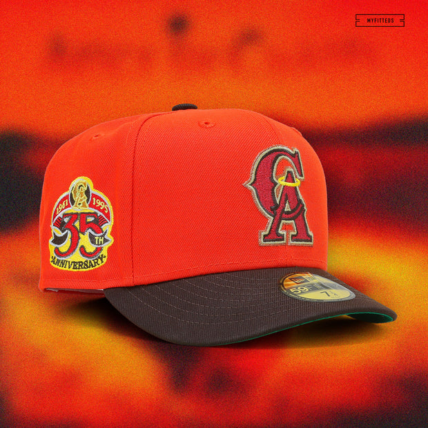 CALIFORNIA ANGELS 35TH ANNIVERSARY "BURNT ORANGE / MAHOGANY " NEW ERA HAT