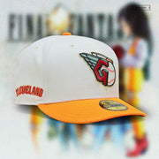 CLEVELAND GUARDIANS "OFF WHITE / ATOMIC ORANGE" NEW ERA FITTED CAP