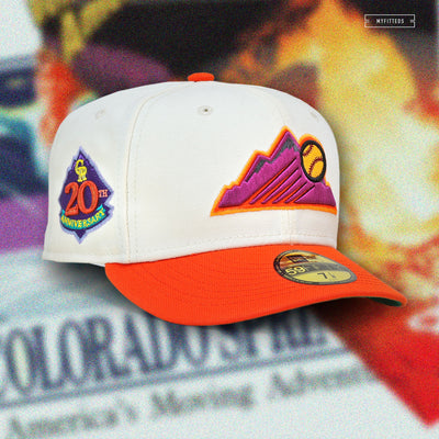 COLORADO ROCKIES 20TH ANNIVERSARY "OFF WHITE / DARK SOLAR FLARE " NEW ERA HAT