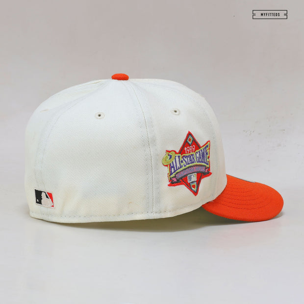 CALIFORNIA ANGELS 1989 ALL-STAR GAME "OFF WHITE / DARK SOLAR FLARE" NEW ERA HAT